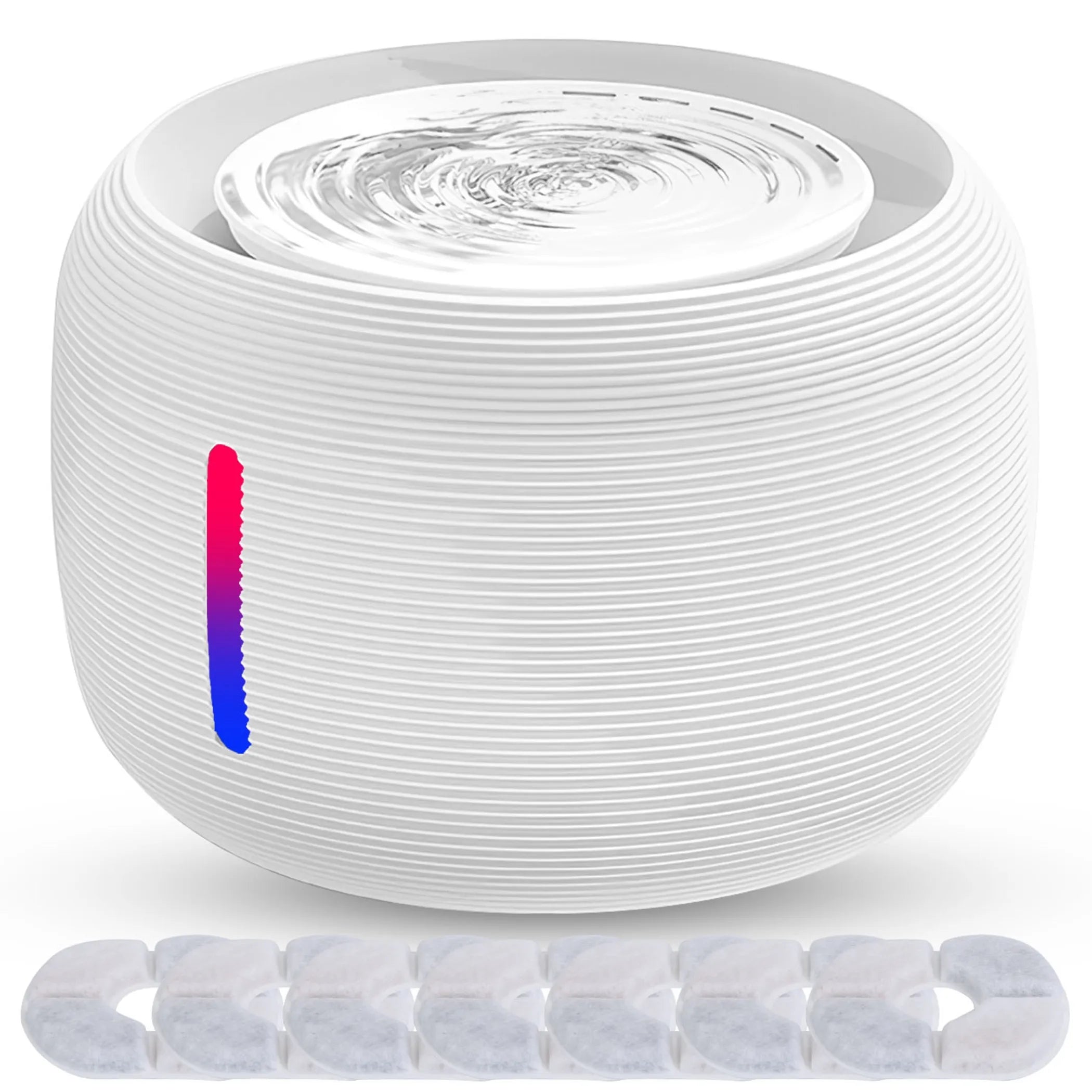 White 2.5L Linx Group smart pet water fountain for dogs and cats, with flowing water and modern design.