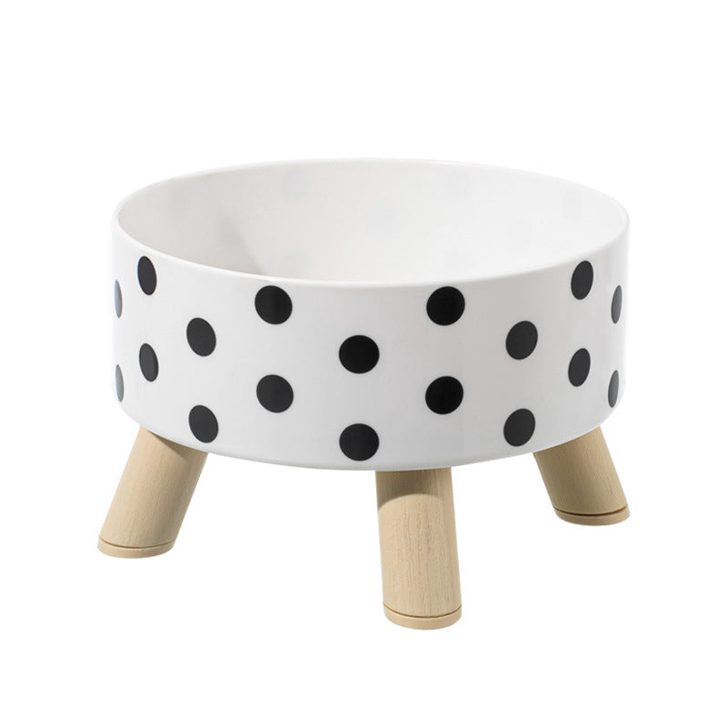Polka Dot Stainless Steel Bowl For Pet Large Diameter Four Legs