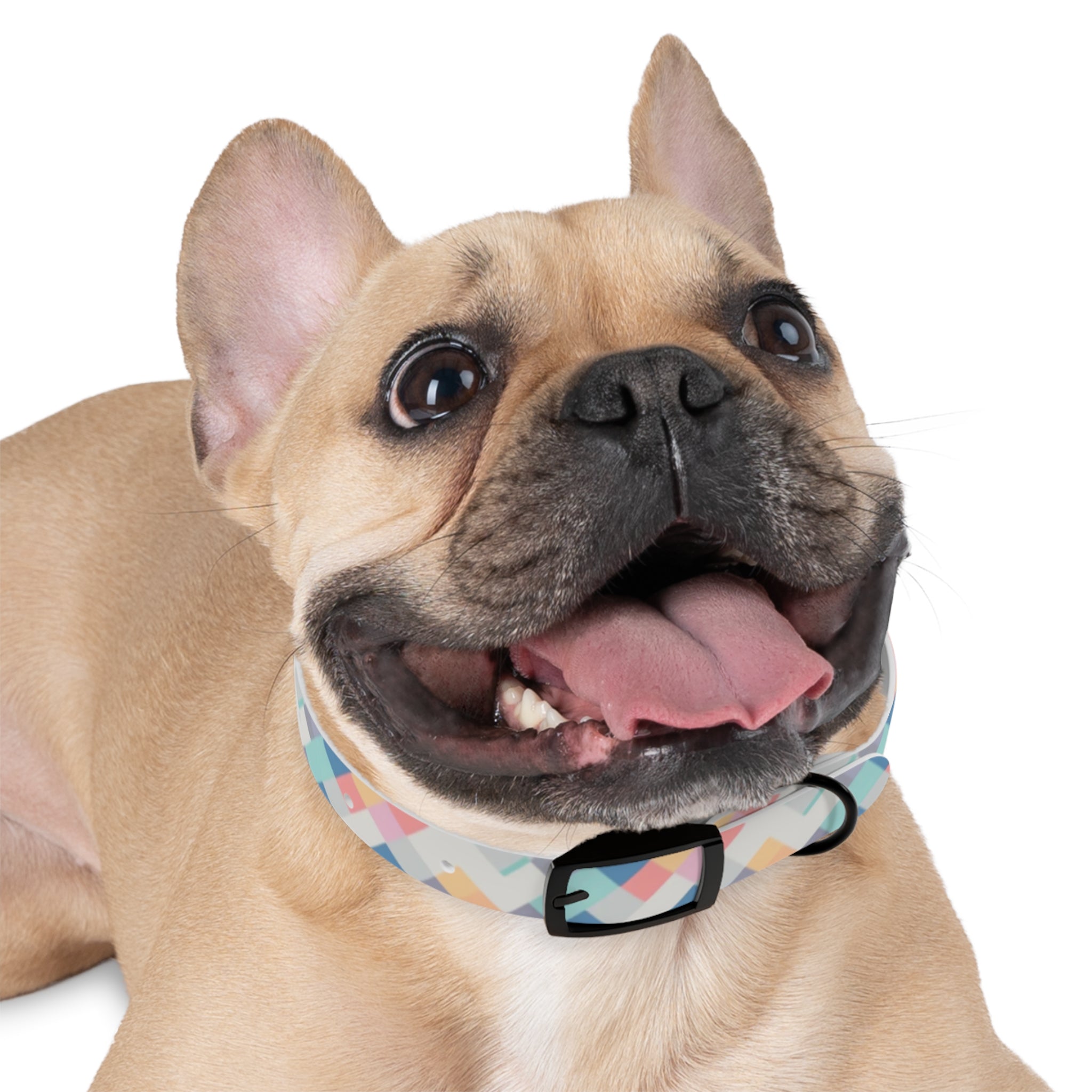 Pastel Pixel Weave in Diagonal Harmony - Pet Collar Pet Zen