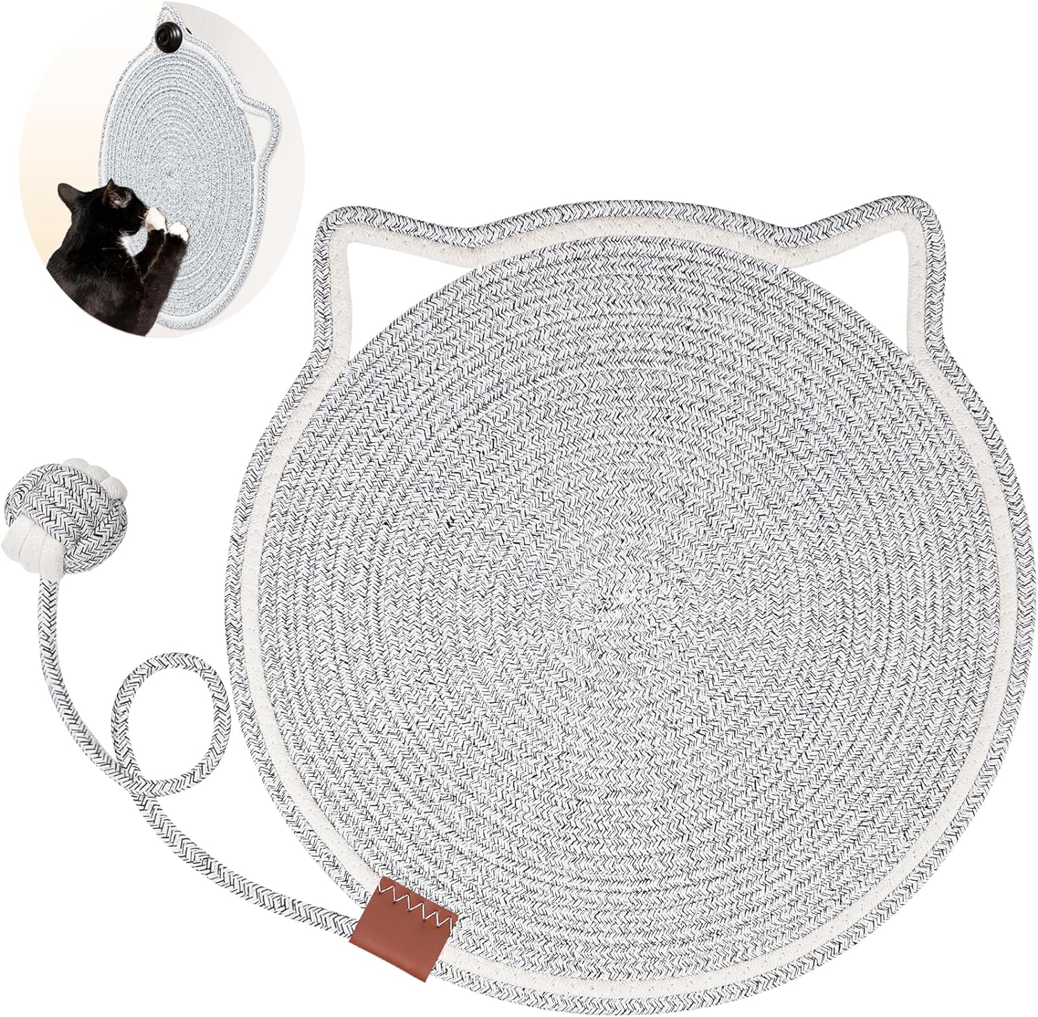 Cat Scratcher Mat Natural Cotton Rope Cat Scratch Pad Round Horizontal Floor Cat Scratching Pads For Indoor Cats  Cat Furniture Protector For Wall Couch Carpets  Sofas