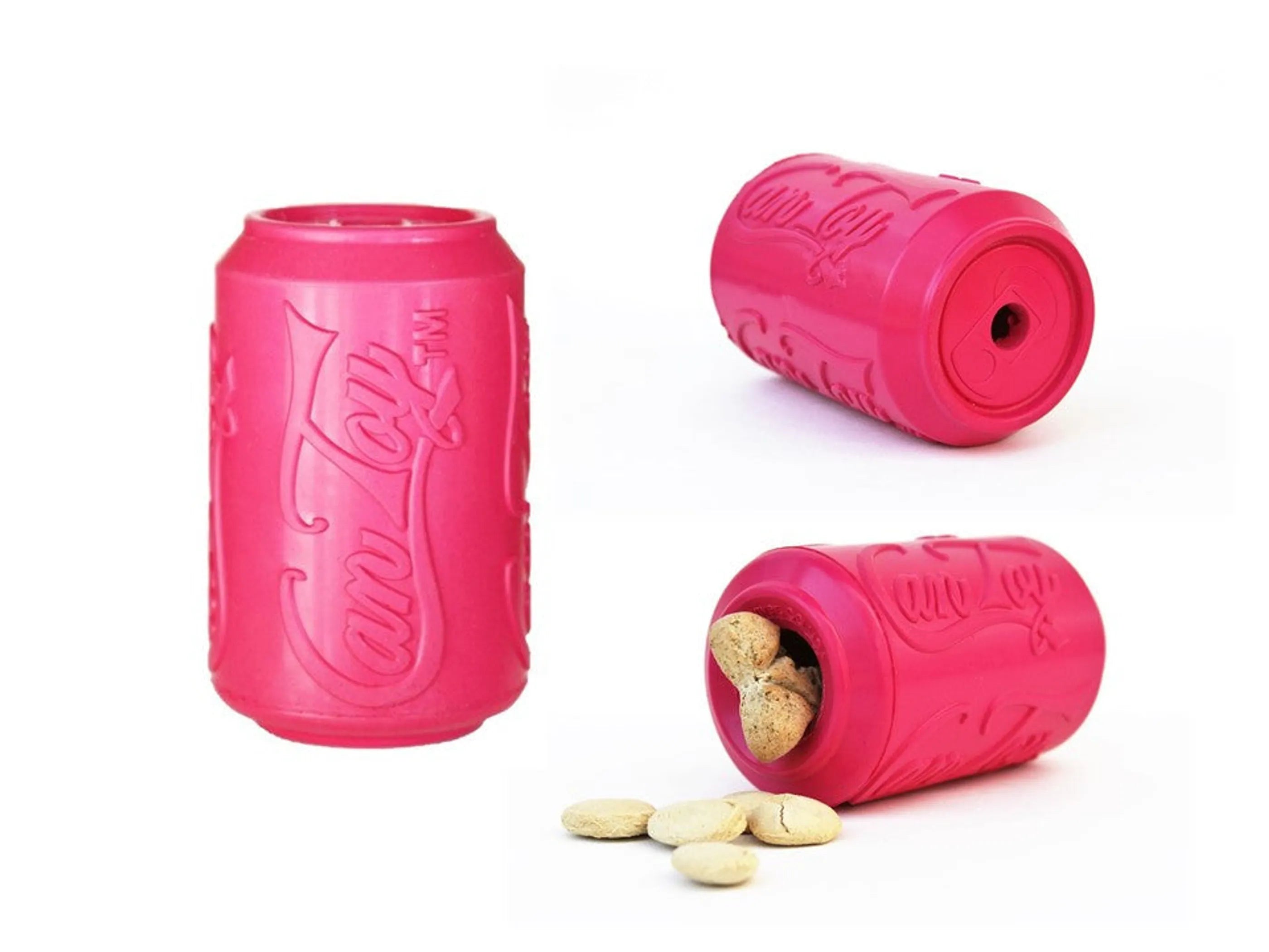 Durable rubber puppy chew toy with treat dispenser by SodaPup, designed for teething and play for small dogs.