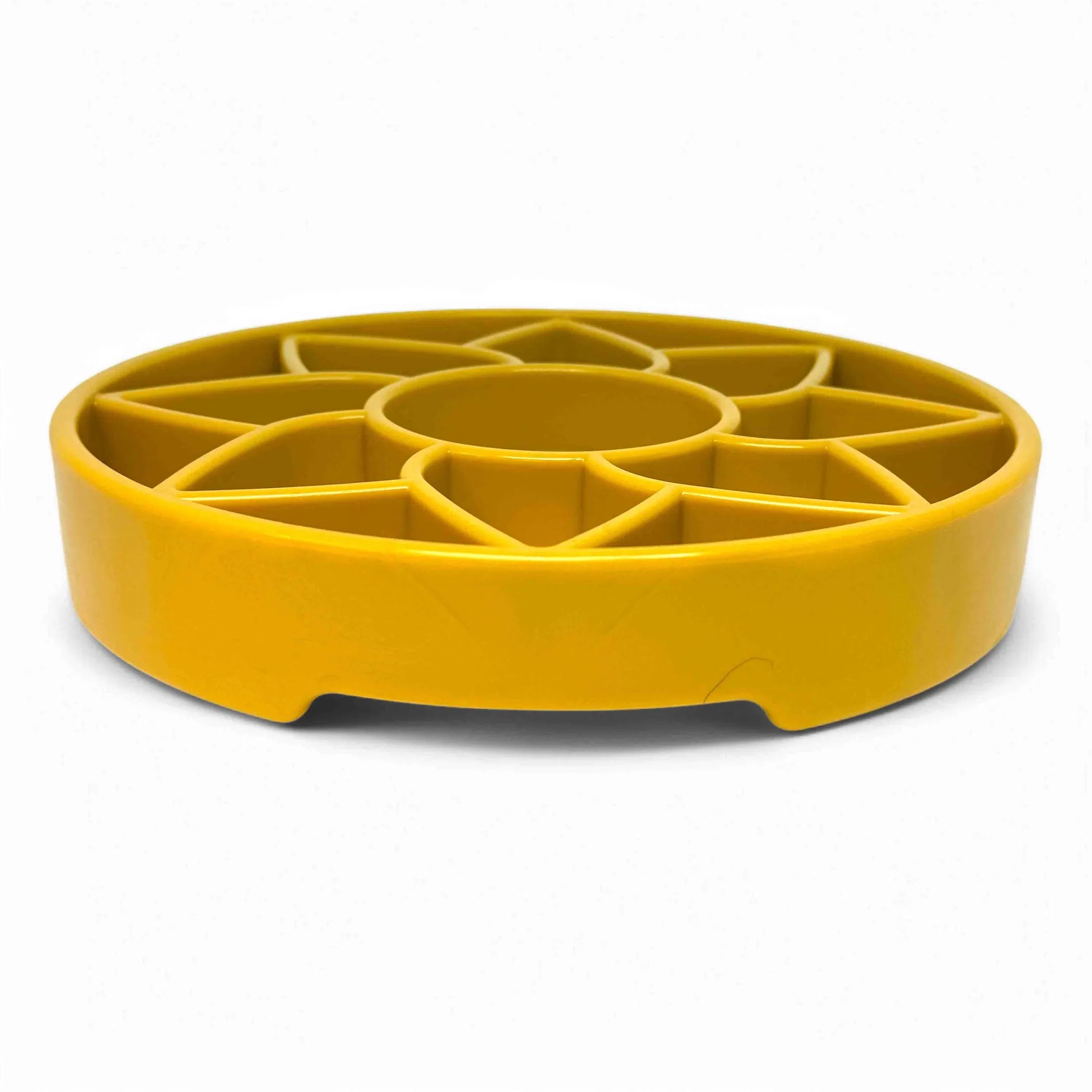 SodaPup sunflower-shaped shallow slow feeder dog bowl from Brandywines Time for enrichment and interactive feeding.