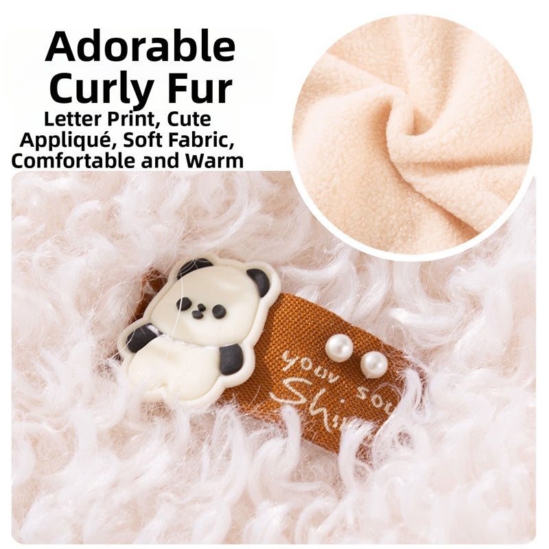 The Fluffy Sheep Wool Pet Vest, The Cute Panda Badge And The Warm Winter Coat Are For Small Cats And Dogs
