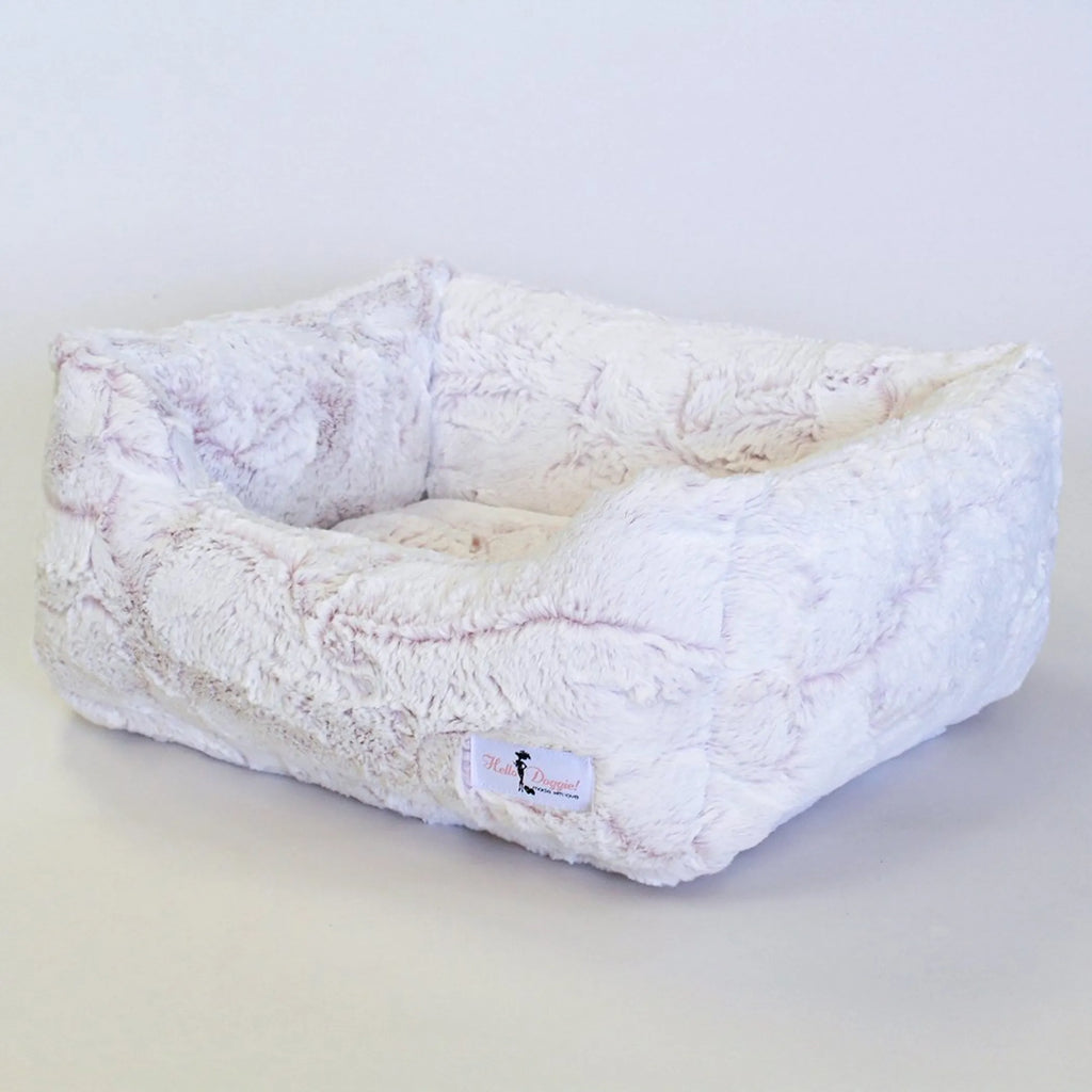 Luxury soft dog bed from Hello Doggie Inc. in the Whisper Collection, featuring plush fabric and cozy cushioning for pets.