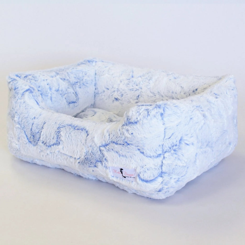 Luxury soft dog bed from Hello Doggie Inc. Whisper Collection with plush fabric and cozy cushioning for small dogs.