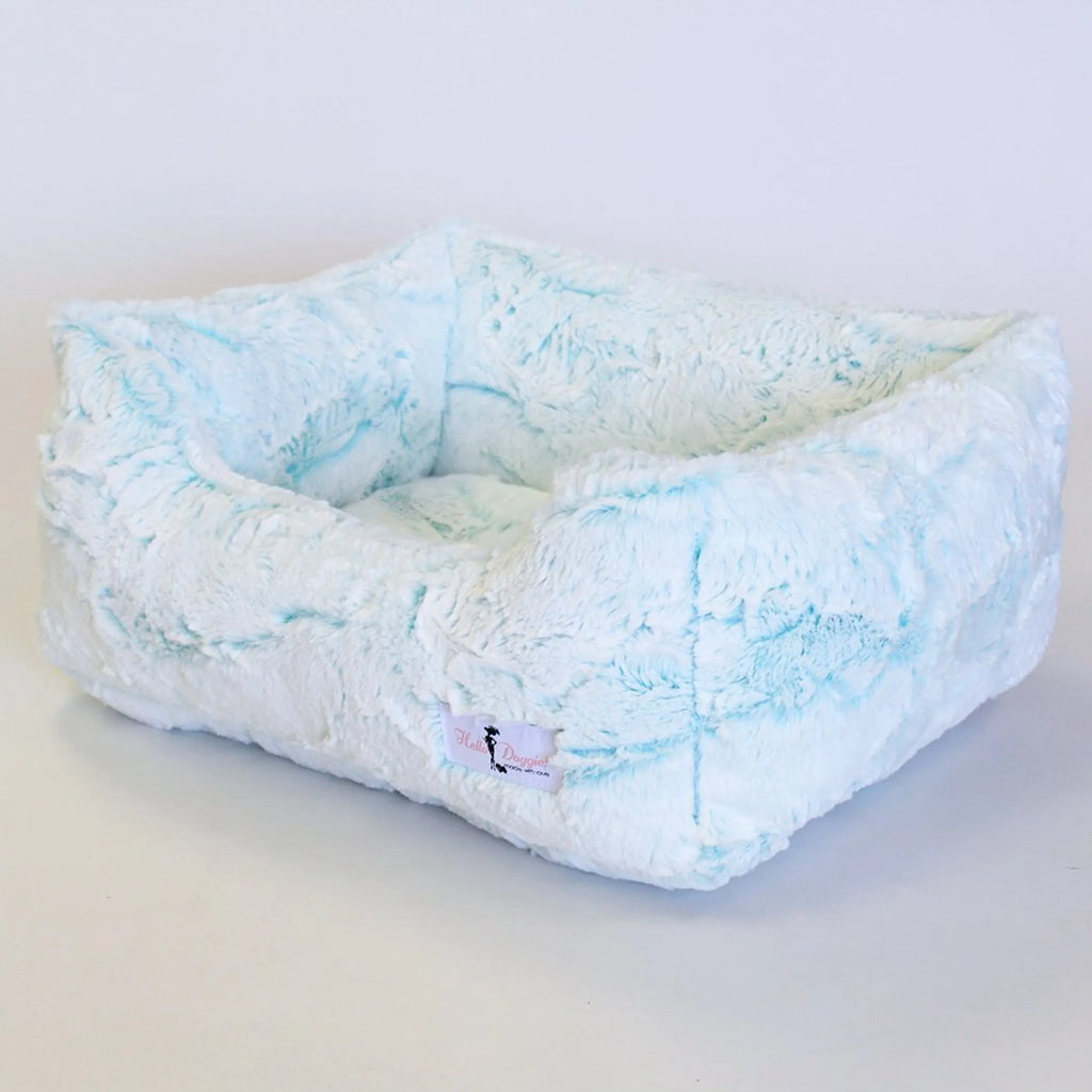 Luxury soft dog bed from Hello Doggie Inc.'s Whisper Collection with plush fabric and cozy design for small to medium dogs.