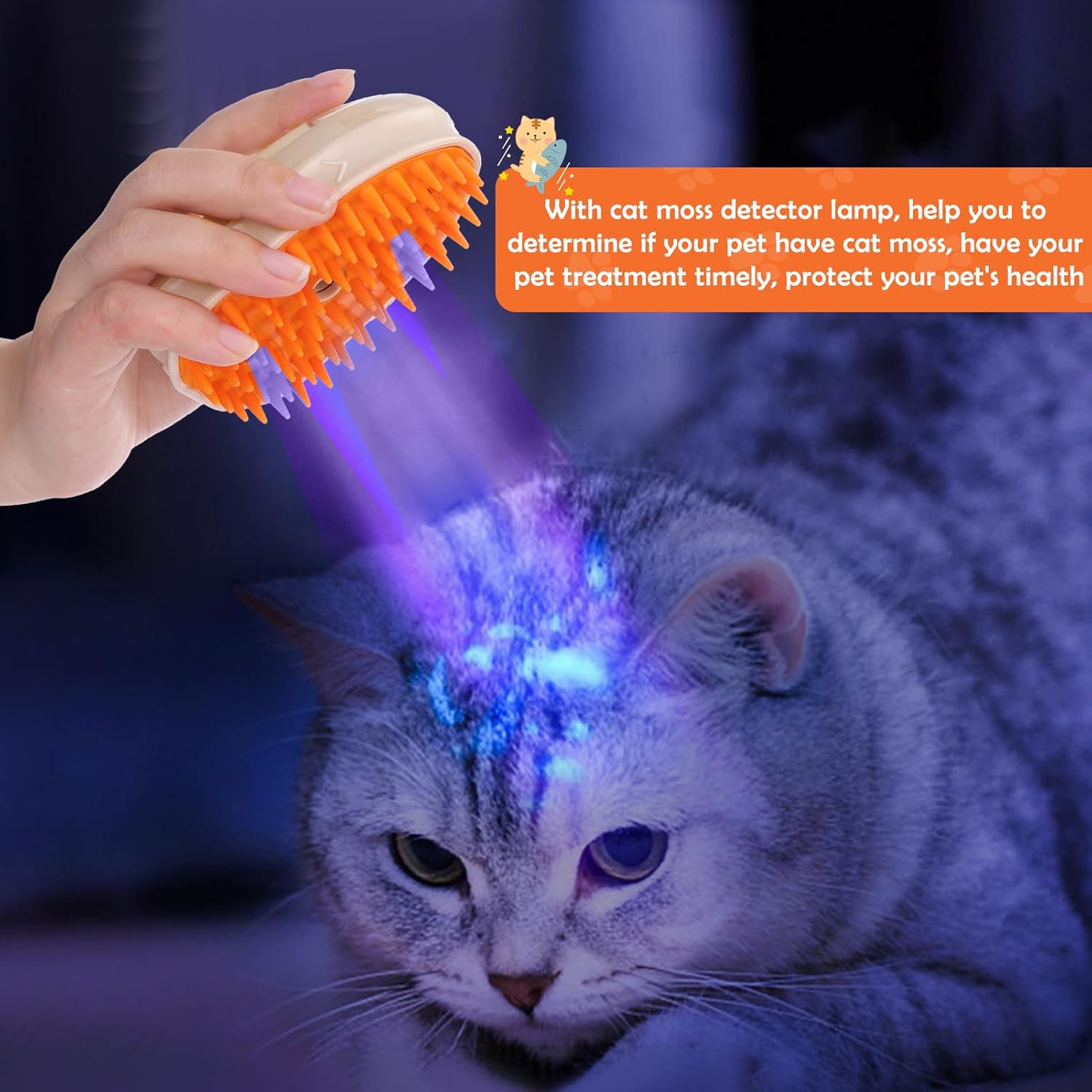 Cat Steam Brush Upgraded 4 In1 Steamy Cat Brush For Shedding Cat Brush Steamer For Massage Multifunctional Cat Hair Grooming Brush Pet Hair Removal Tool With Ringworm Detector For Cats Dogs
