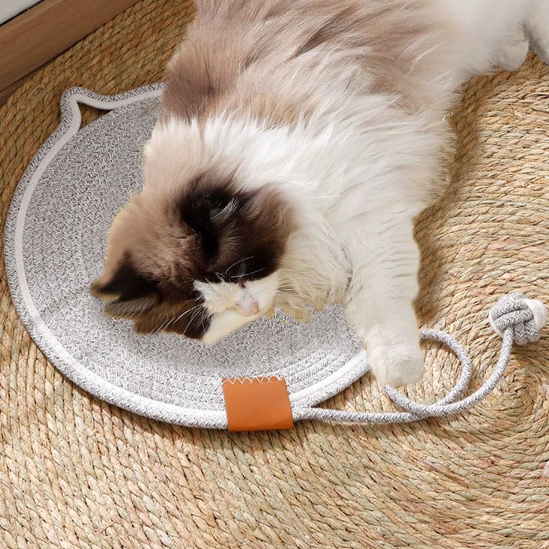 Cat Scratcher Mat Natural Cotton Rope Cat Scratch Pad Round Horizontal Floor Cat Scratching Pads For Indoor Cats  Cat Furniture Protector For Wall Couch Carpets  Sofas