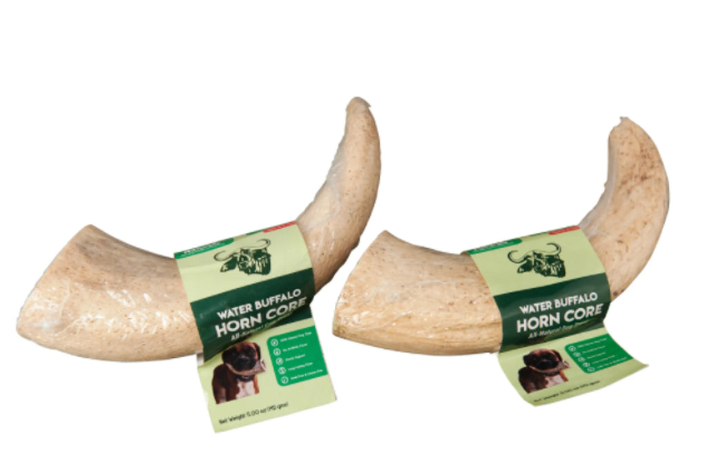 Dog treats made from water buffalo horn core by Rozie's Pet Supply, natural, grain-free, high protein, long-lasting chew for dogs.