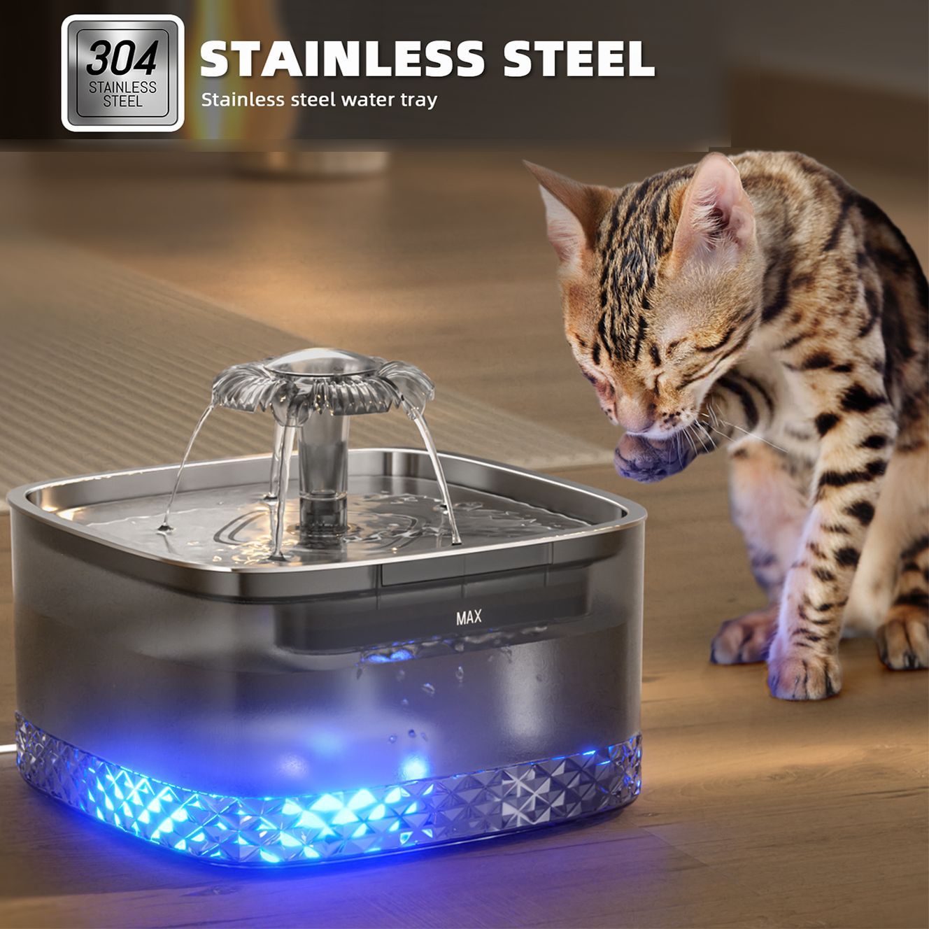 Stainless Steel Cat Automatic Water Feeder