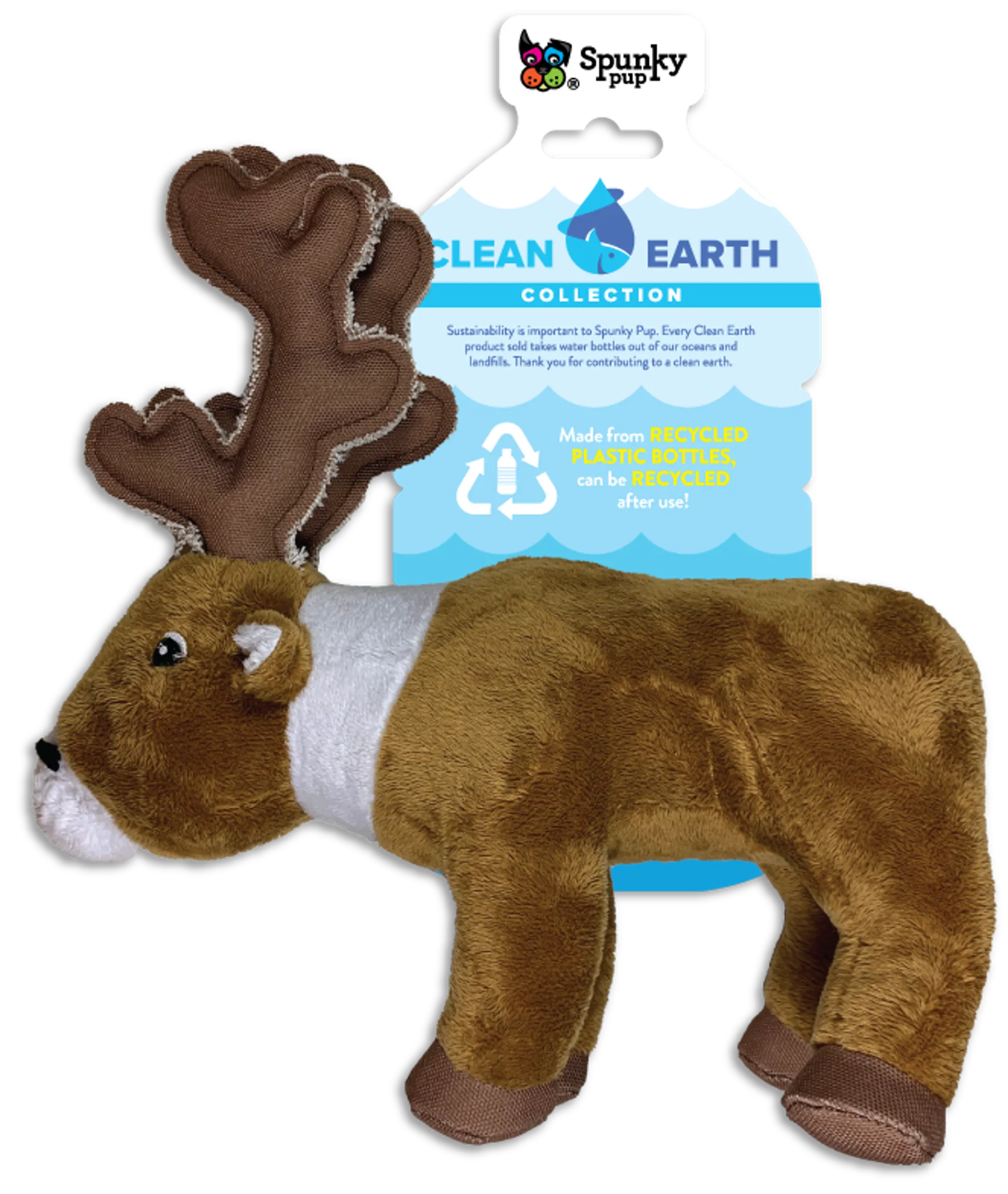Spunky Pup Dog Toys Clean Earth plush dog toy for interactive play, featuring soft, eco-friendly materials for pets.