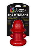 Spunky Pup dog toy rubber hydrant for chewing and interactive play, durable and colorful for active dogs.