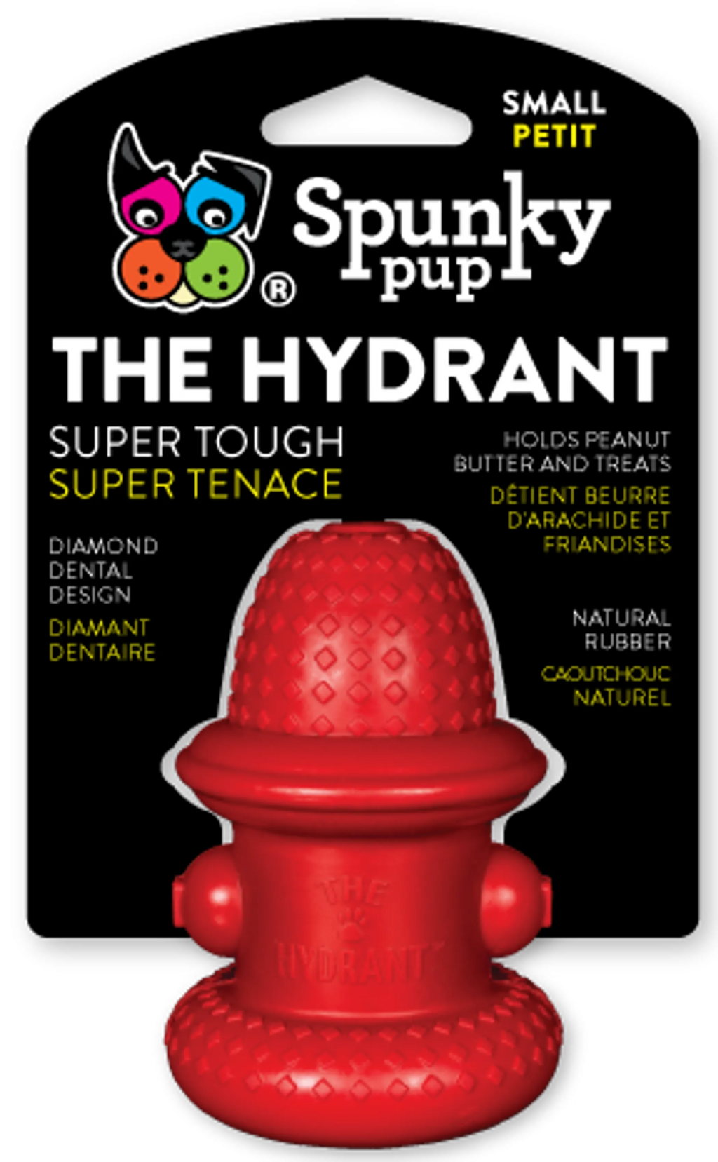 Spunky Pup Dog Toys Rubber Hydrant chew toy for dogs, designed for interactive play and chewing.