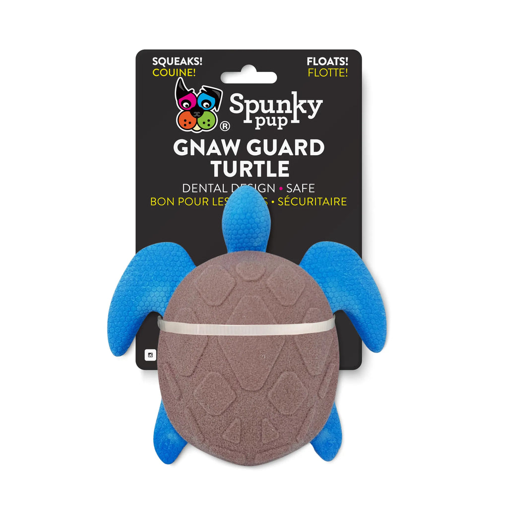 Spunky Pup Gnaw Guard foam dog toy with colorful, textured design for chewing and play.