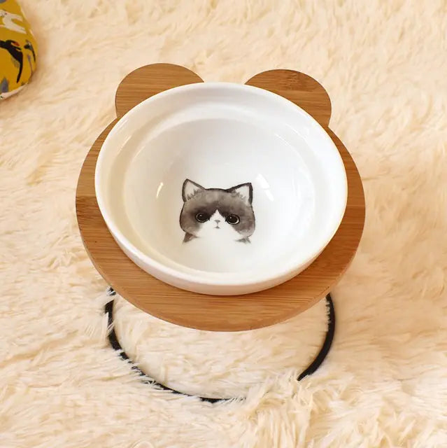 Spine Protection Bowl Holder Cat Food and Water - Ergonomic Design for Comfort