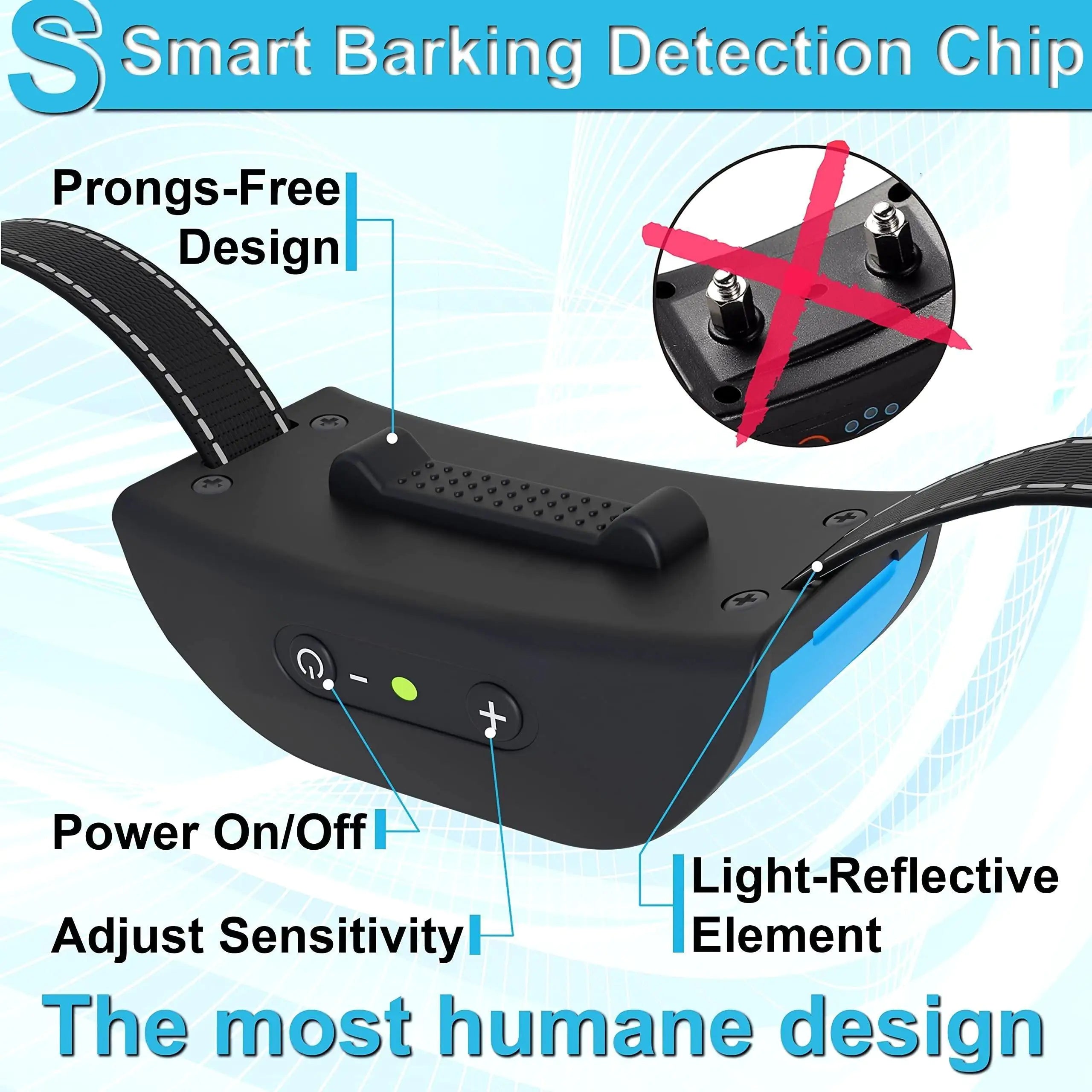 Humane Small Dog Bark Collar - Rechargeable, Rainproof Anti Barking Solution