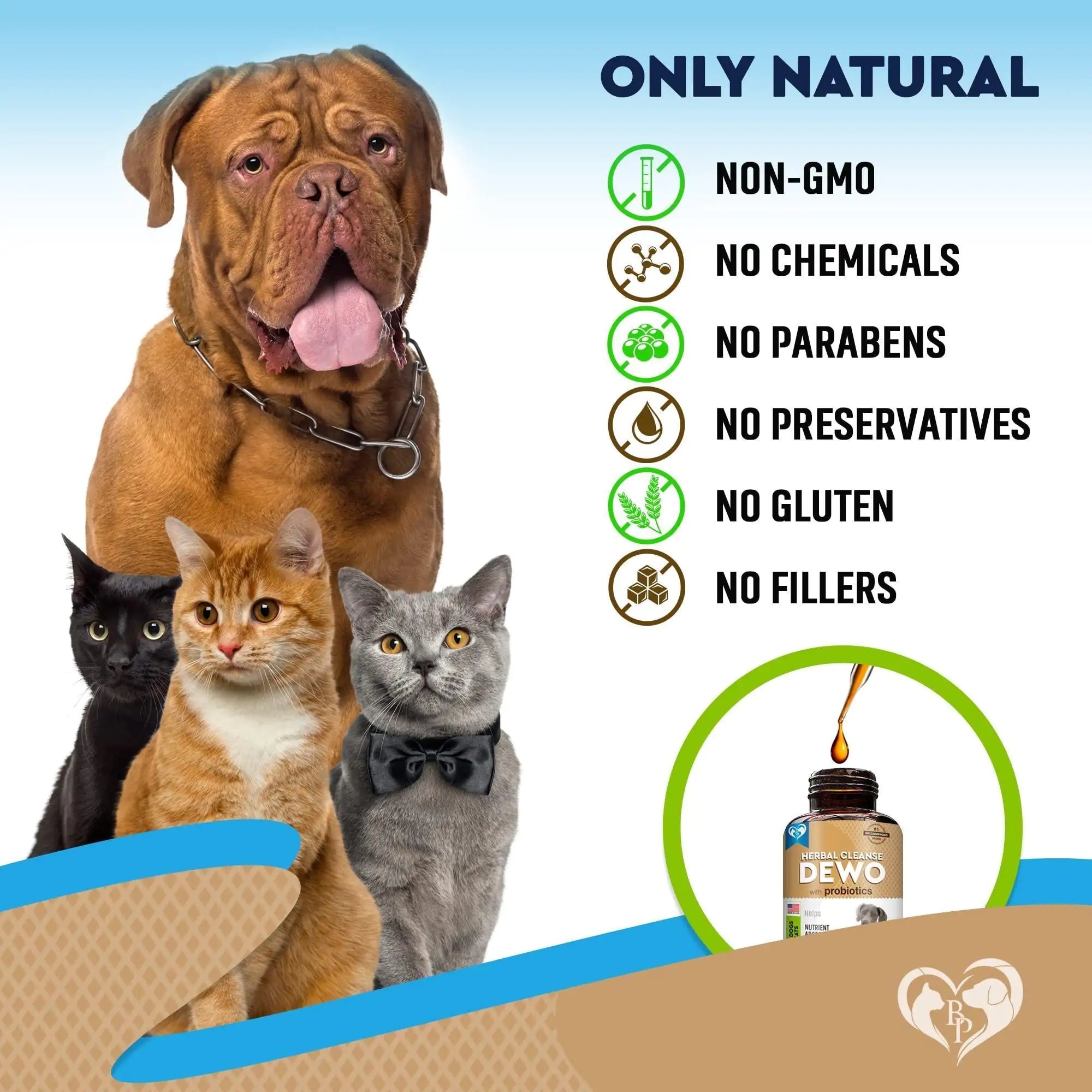 Cats Dogs Natural Worm Treatment for Pets with Probiotic Liquid Herbal Medicine Daily Use