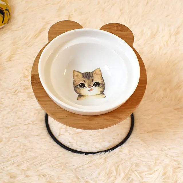 Spine Protection Bowl Holder Cat Food and Water - Ergonomic Design for Comfort