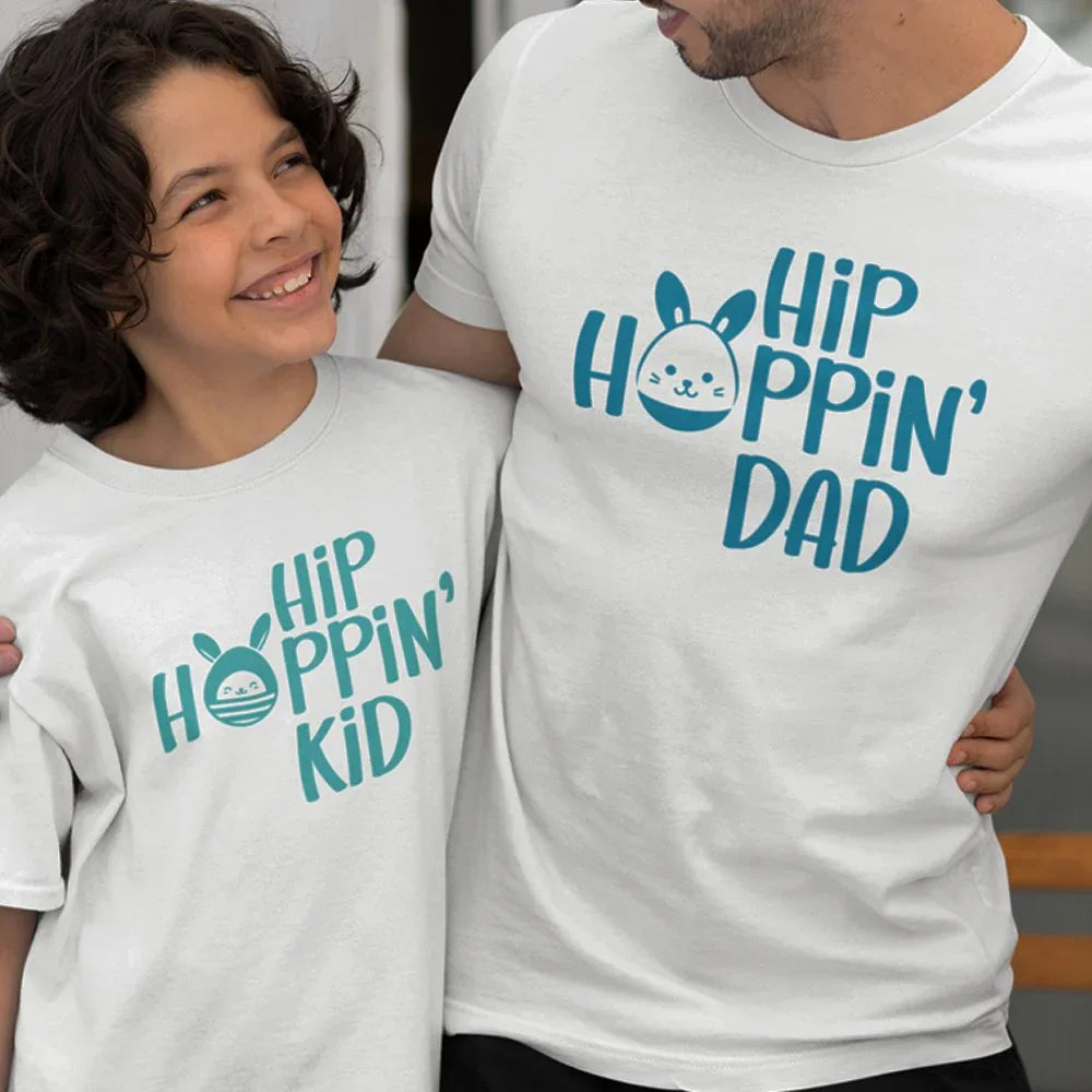 Hip Hoppin' Dad and Child Organic Cotton T-Shirts Family Set (Set of 2)