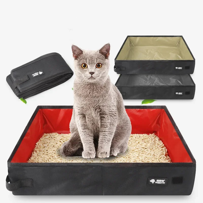 Portable Folding Travel Pet Litter Box – Waterproof Outdoor Foldable Cat Litter Potty for Cats & Small Dogs
