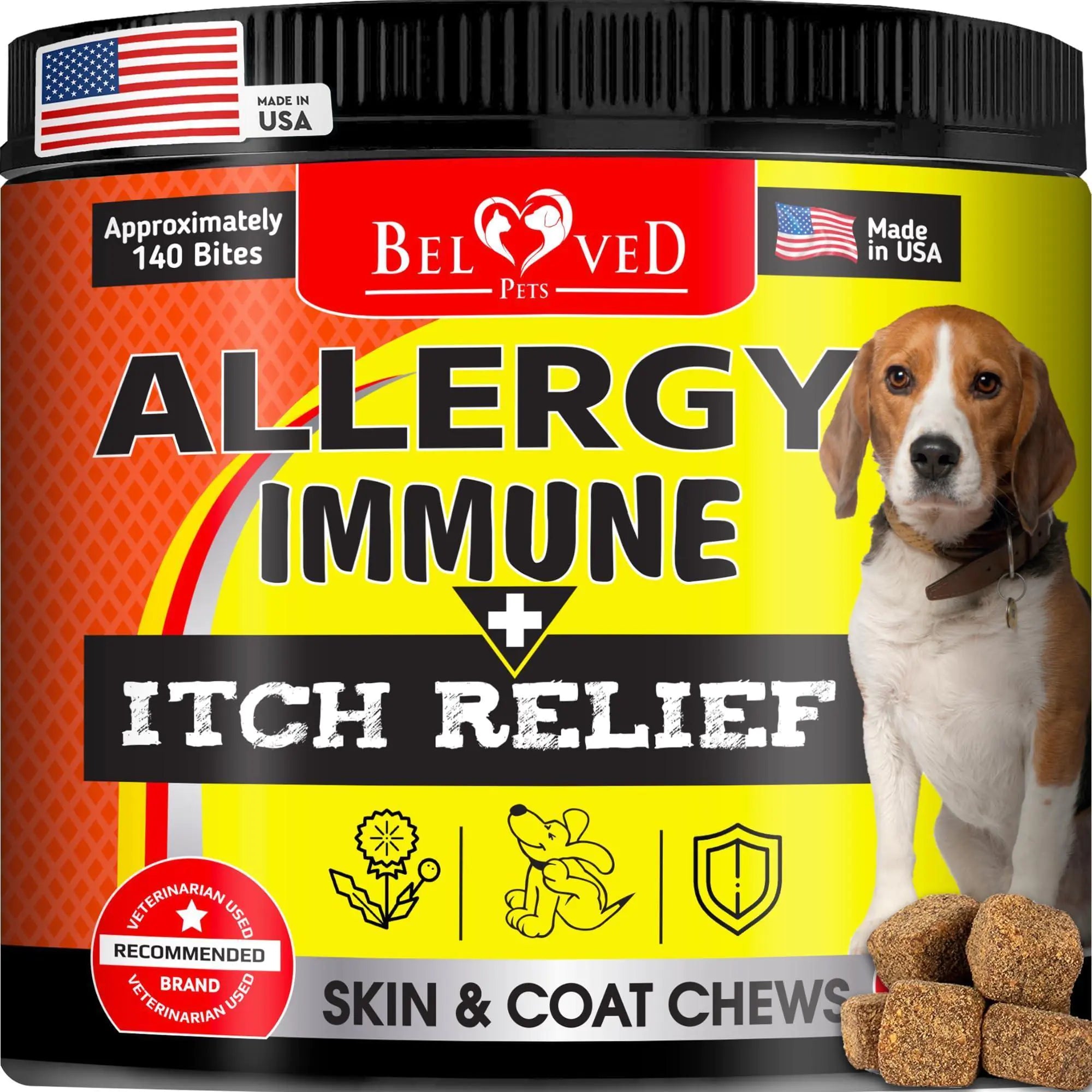 Dog Allergy Relief Chews for Itchy Skin and Hot Spots with Omega-3