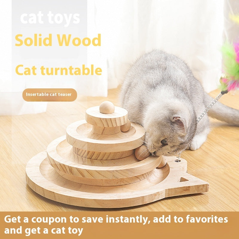 Toy Solid Wood Turntable Self-Hi Cat Teaser