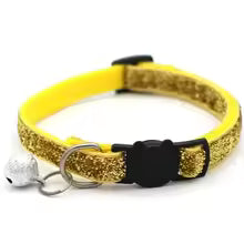 Colorful adjustable cat collar with bell from Brandywines Time, featuring vibrant stripes and a secure buckle for pets.