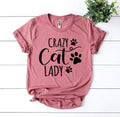 White Crazy Cat Lady T-shirt by Agate featuring playful cat graphics on soft cotton fabric.