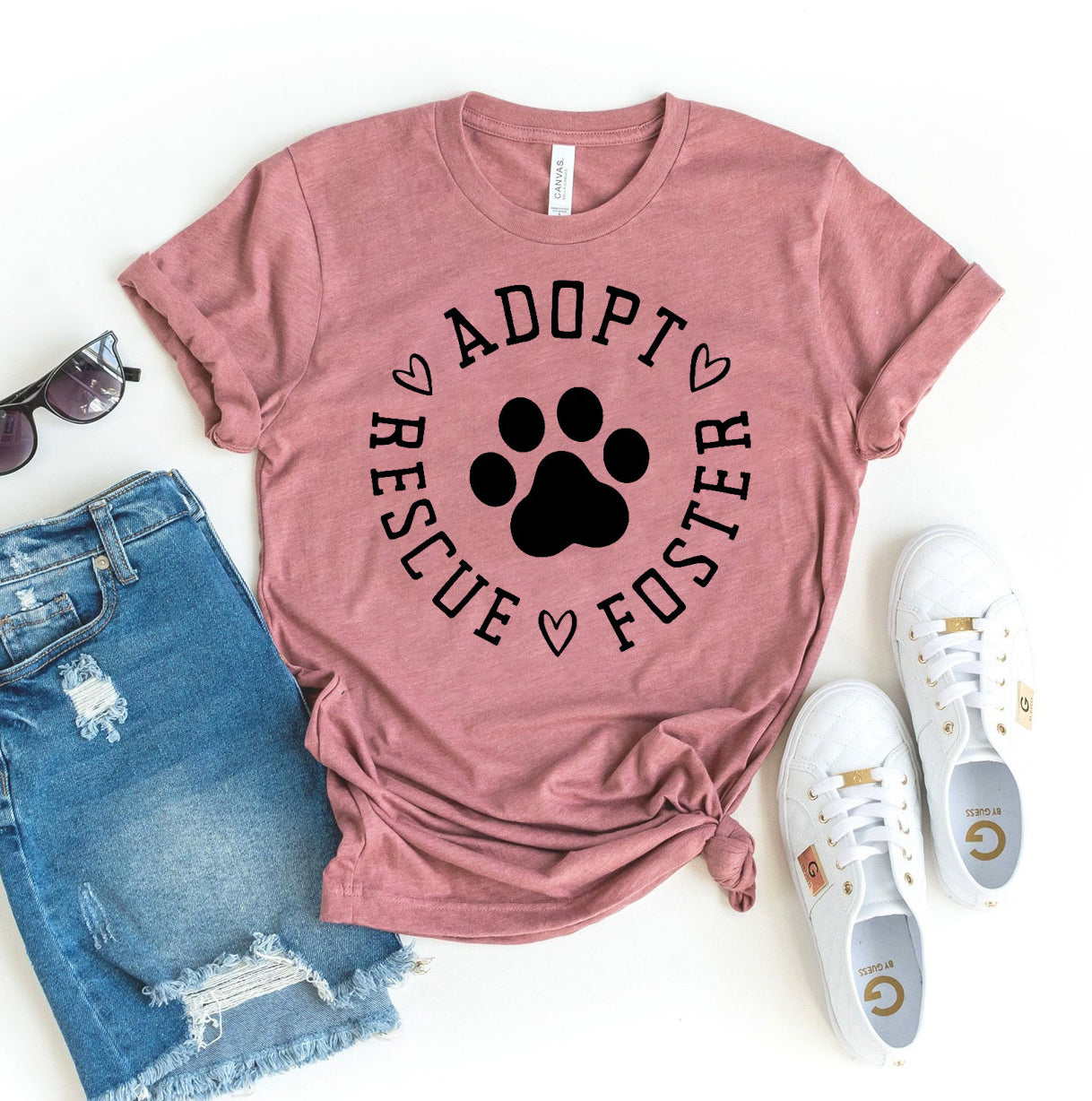 Heather blue Agate Adopt Rescue Foster T-shirt for adults, featuring a comfortable fit and rescue-themed design.