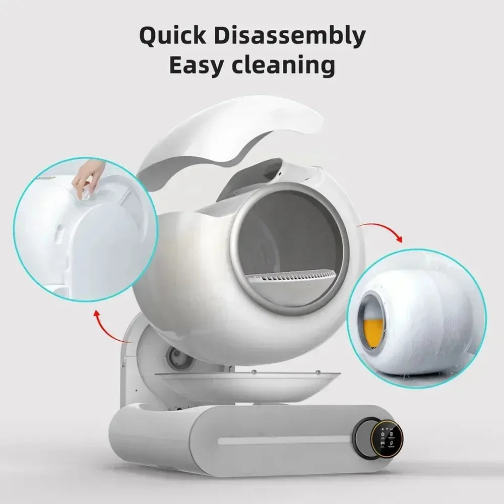 Automatic self-cleaning cat litter box with app control, 65L capacity, designed for smart, maintenance-free cat hygiene by Brandywines.