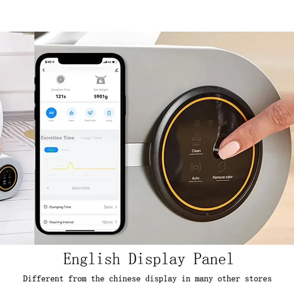 Automatic self-cleaning cat litter box by Brandywines with app control, 65L capacity, designed for smart, hassle-free cat care.
