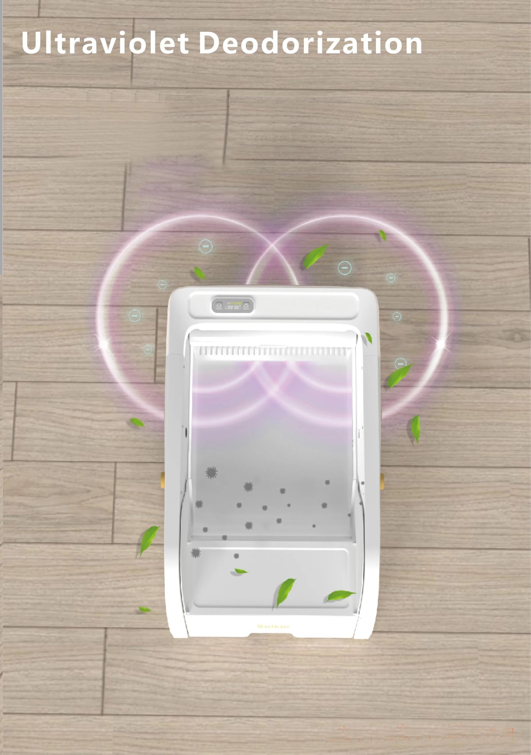 White automatic smart cat litter box with self-cleaning mechanism and semi-closed design for clean pet hygiene.