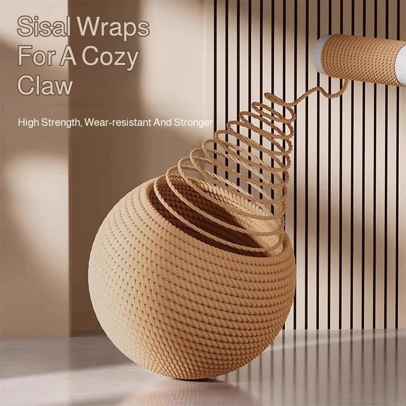 Brown 8-10cm interactive sisal cat scratching ball toy for kittens, designed for teeth and playful scratching.