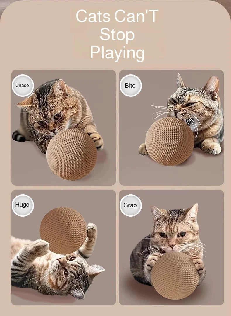 Brown 8-10cm sisal cat scratching ball toy for kittens, interactive toy to help with teeth and claw grooming.