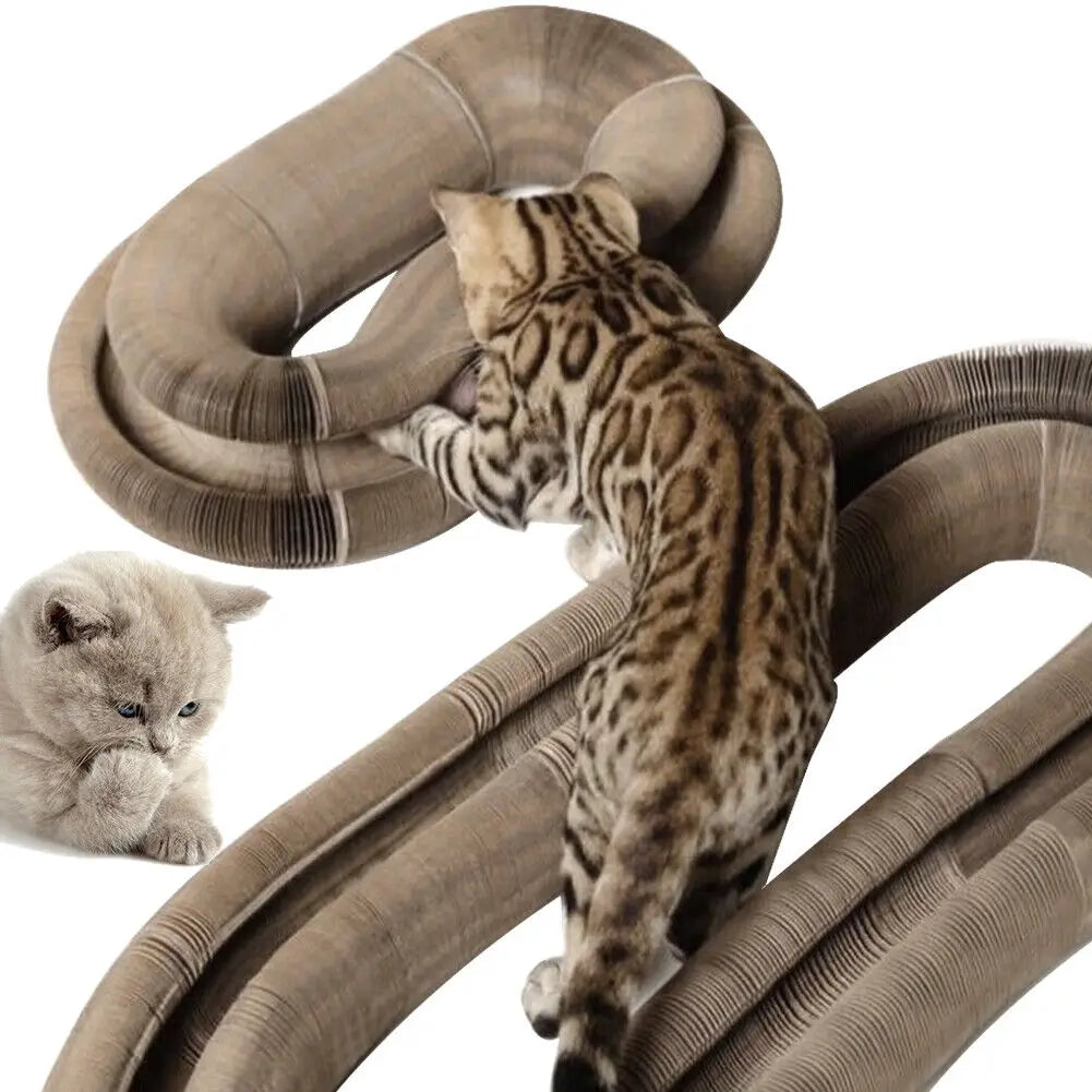 White foldable cat scratching board toy by AliExpress featuring a fun, magic-organ design for scratching and claw grinding.