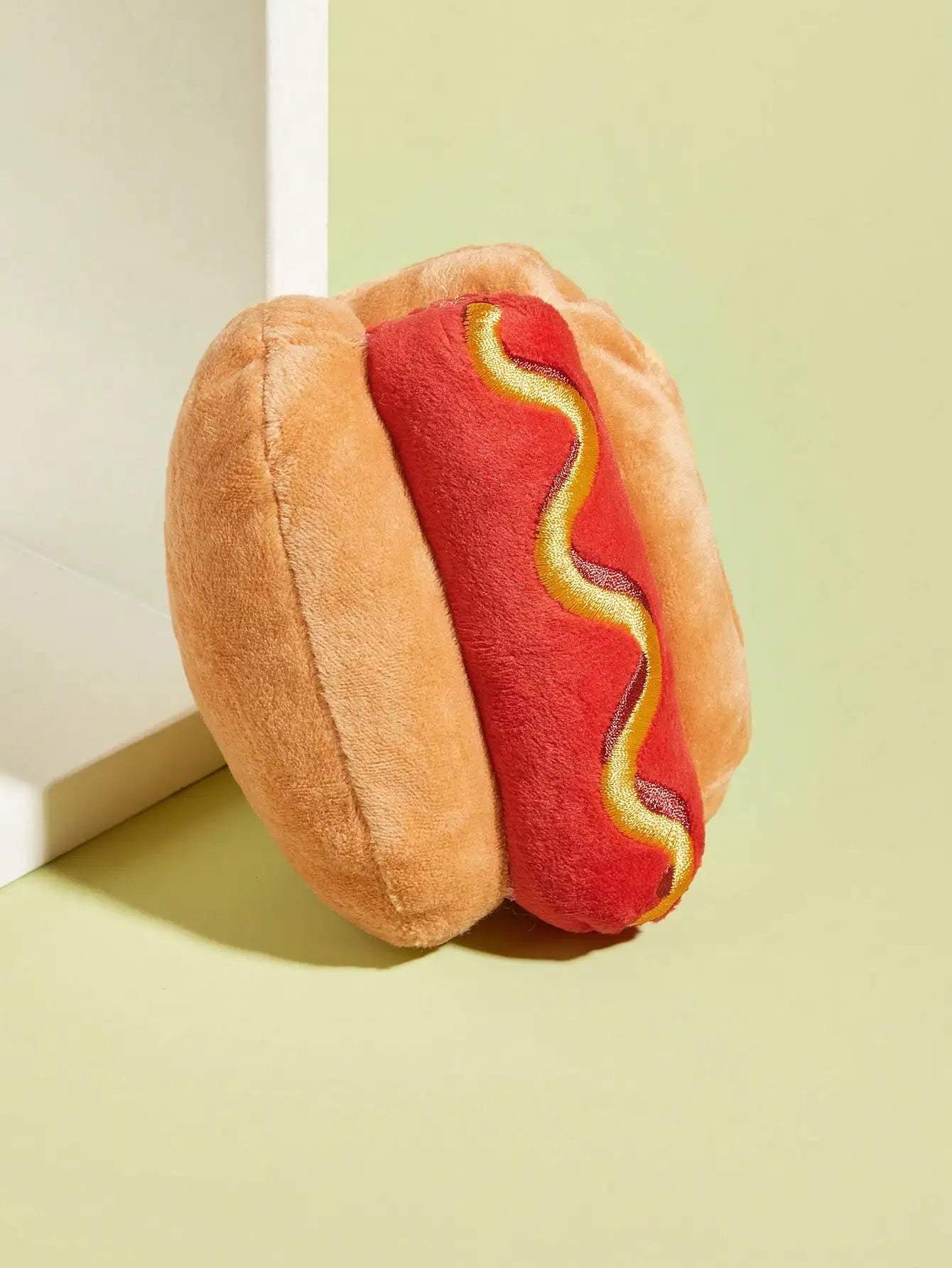 Yellow Hot Dog Design Dog Toy by AliExpress, plush squeaky chew toy for grinding teeth and durable play.