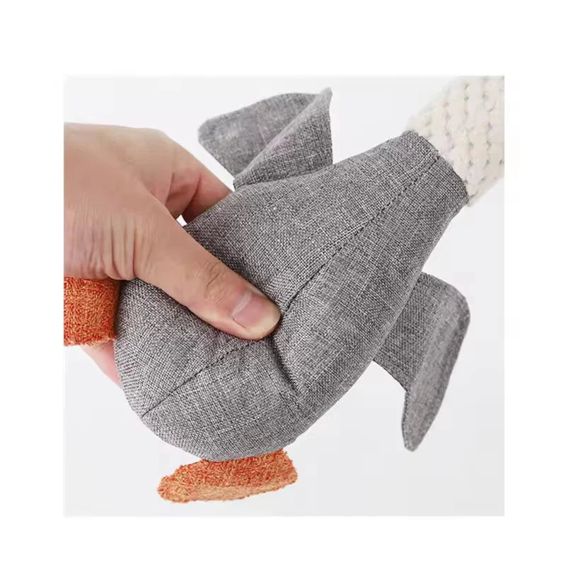 Gray eco-friendly plush duck dog toy with squeaker, perfect for chewing and play, designed by AliExpress for dogs.