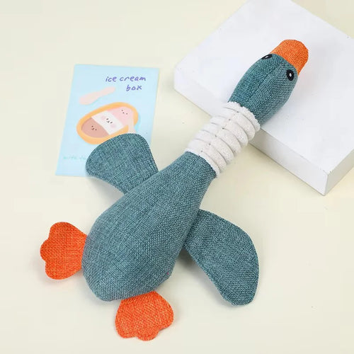 Gray eco-friendly plush duck dog toy with squeaker, ideal for chewing and play, from AliExpress dog toys collection.