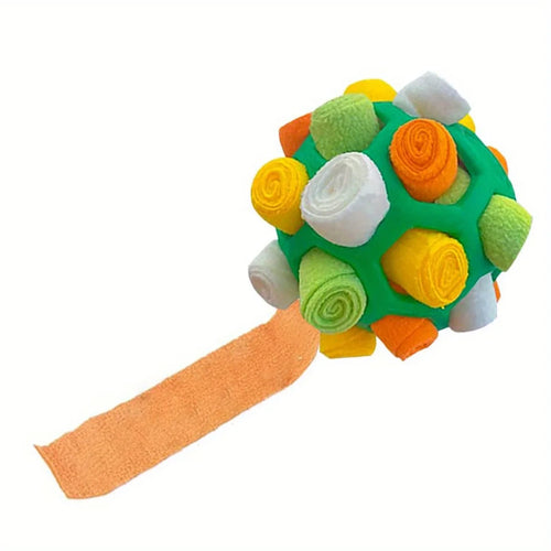 Red interactive dog toy puzzle ball from AliExpress, designed for mental stimulation and treat hiding for dogs.