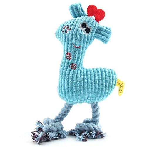 Yellow dog sound toy featuring a creative knitting Sika deer design, bite-resistant and suitable for dogs to chew and play with.