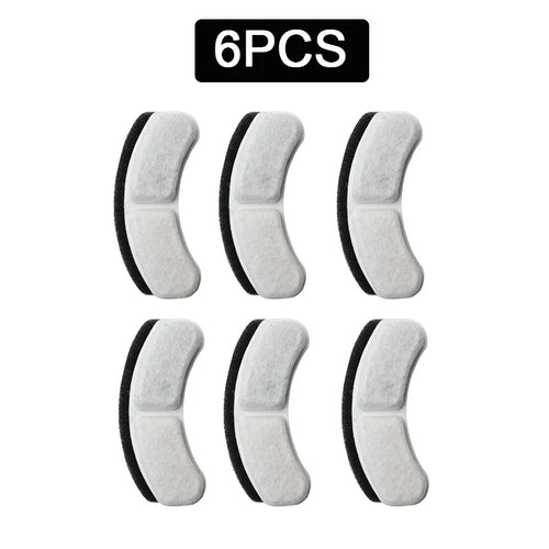 Six replacement filters for AliExpress cat water fountain, pet water dispenser filter cartridges, designed to keep water fresh for cats.