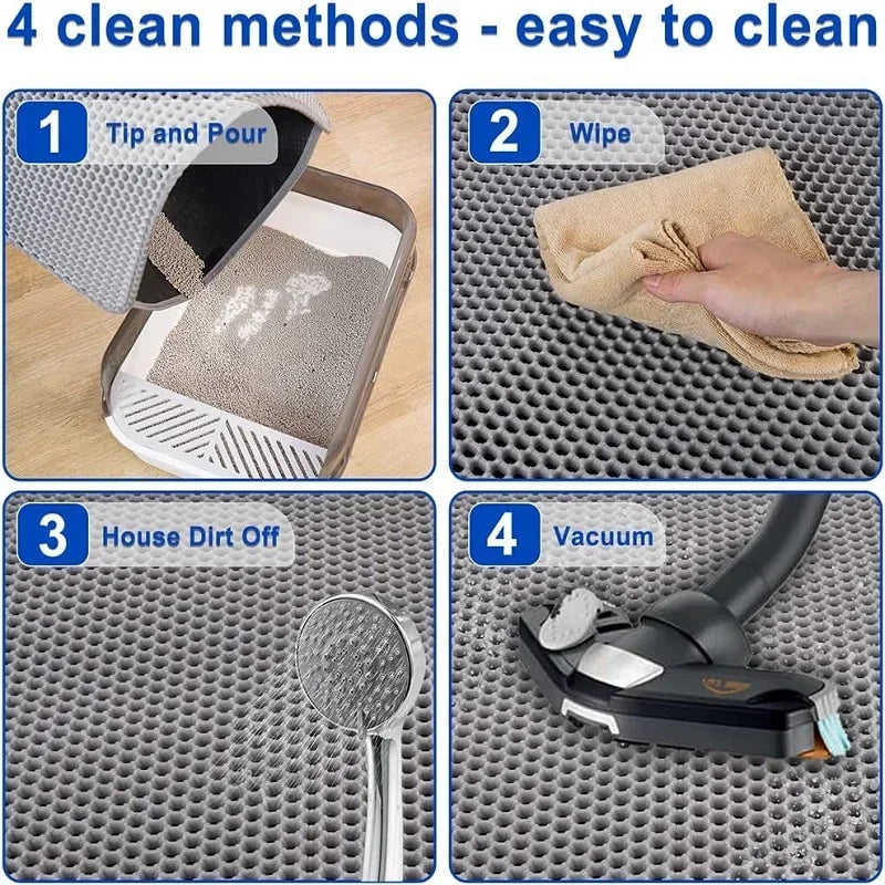 Pink waterproof double-layer cat litter mat with textured surface for trapping litter, designed for pet litter boxes.