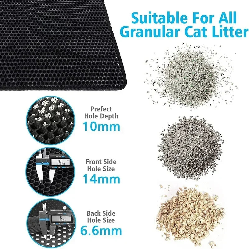 Pink waterproof double-layer cat litter mat with textured surface for trapping litter, designed for pet litter boxes.