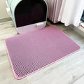 Pink waterproof double-layer cat litter mat with textured surface for trapping litter, designed for pet litter boxes.