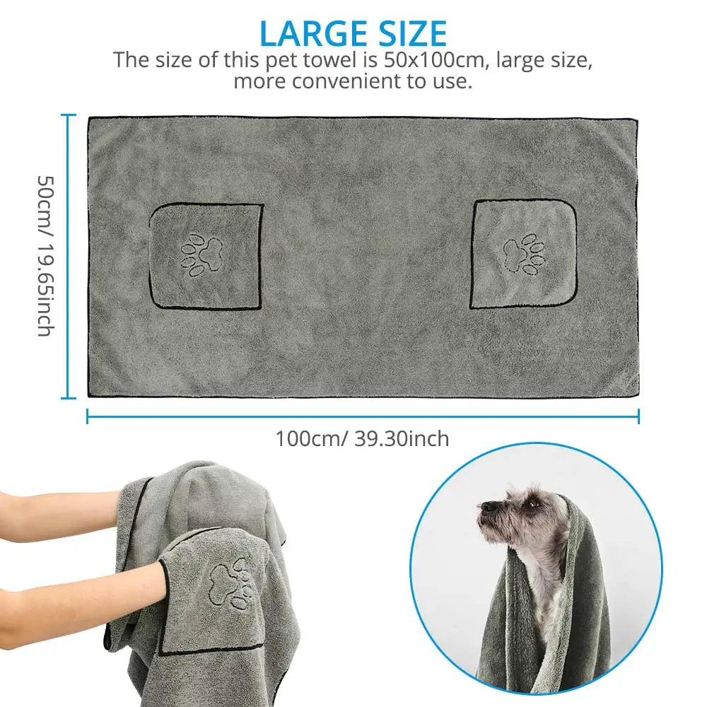 Super absorbent big puppy dog towel bathrobe, soft grooming towel for drying pets after baths, from AliExpress.