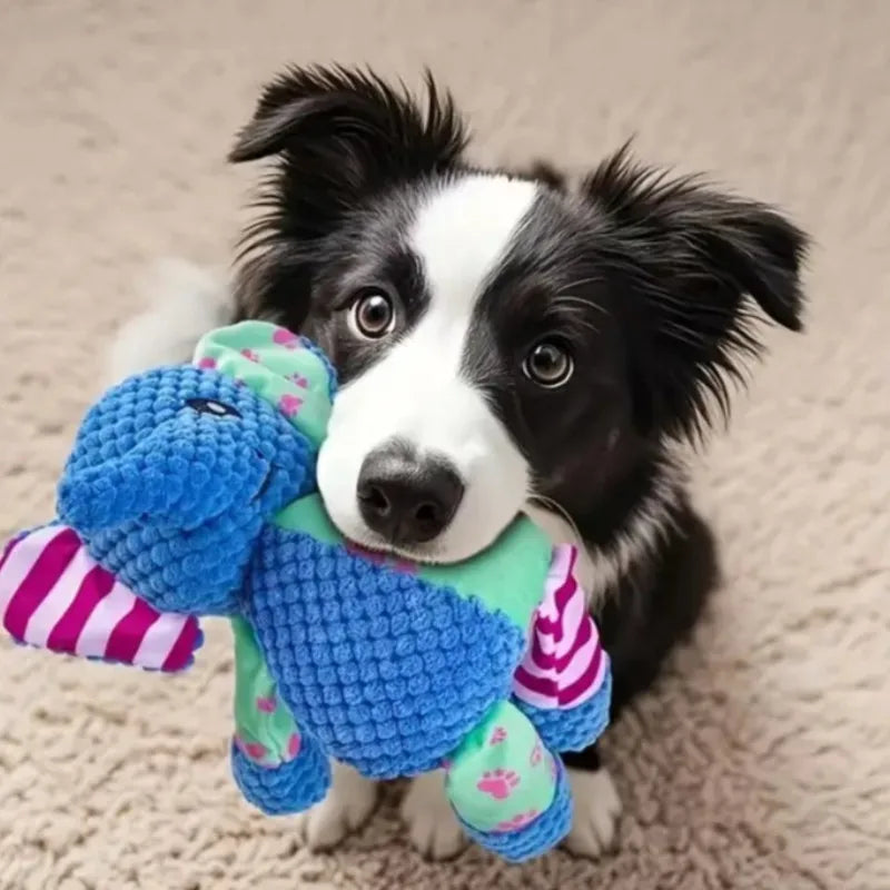 Cute elephant-shaped dog chew toy from AliExpress, bite-resistant, interactive squeaky puppy toy for dogs to play and chew.