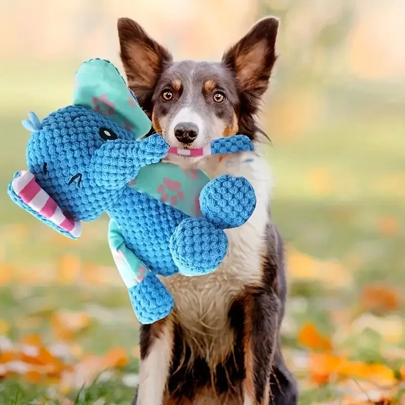 Cute elephant-shaped dog chew toy from AliExpress, bite-resistant, interactive, squeaky puppy toy for dogs to play and chew.
