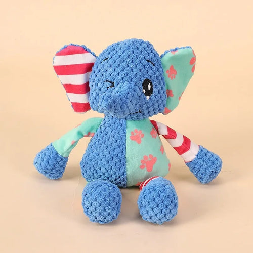 Cute elephant-shaped dog chew toy from AliExpress, made of bite-resistant material with squeaky features for interactive play.