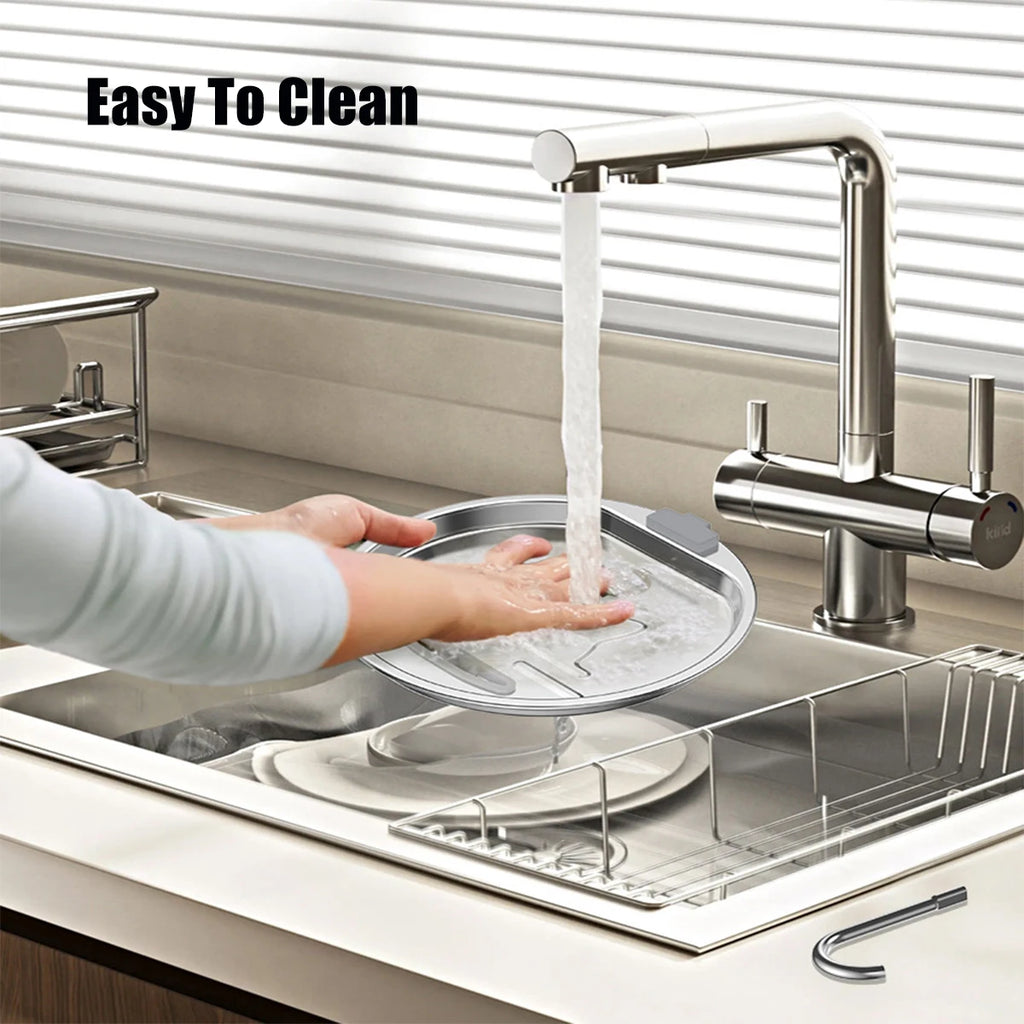 Stainless steel cat water fountain with 2.2L capacity, automatic pet water dispenser, featuring a filter for clean drinking water.