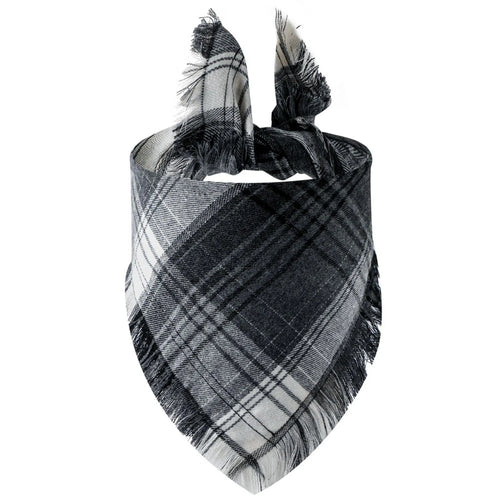 Plaid tassel dog bandana and triangular pet scarf featuring a stylish design for dogs and cats, suitable for pet apparel.